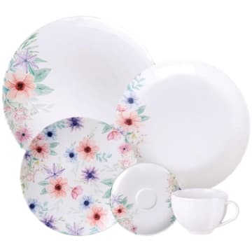 Aparelho de Jantar Tramontina Floratta em Porcelana Decorada 30 Peças — Tramontina