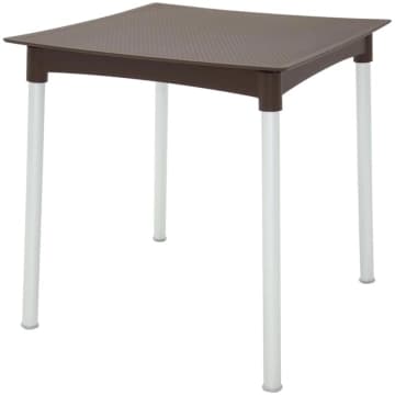 Mesa Tramontina Laura Rattan 70 cm em Polipropileno Marrom com Pernas de Alumínio Anodizado — Tramontina