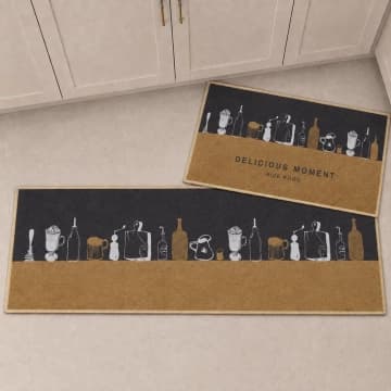 Kit Tapete para Cozinha 2 Peças Passadeira Antiderrapante Emborrachada Momento Gourmet — Casa Scarpa